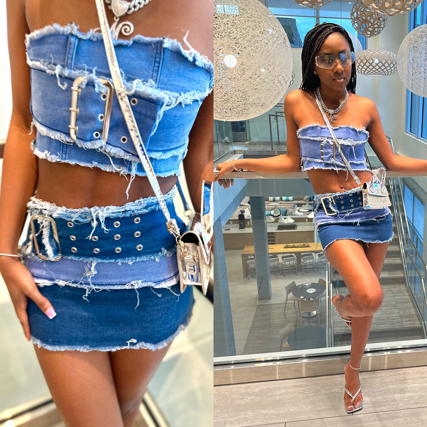 Everything Denim Mini l-Skirt 2pcs Set
