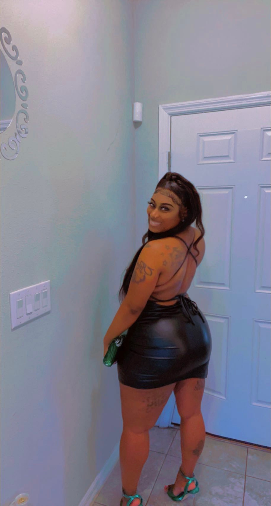HER Black Leather Dress