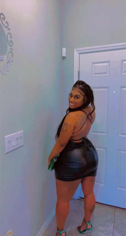 HER Black Leather Dress