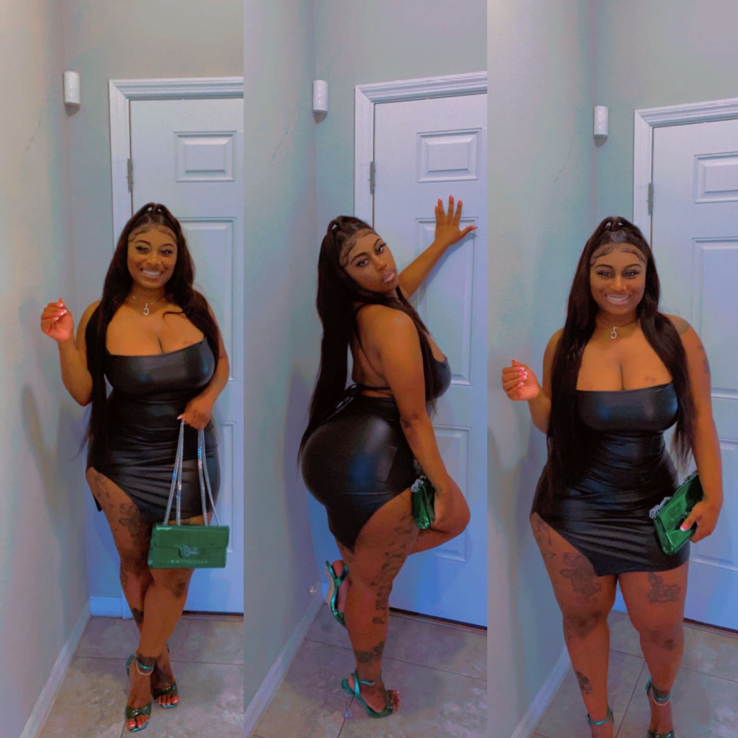 HER Black Leather Dress